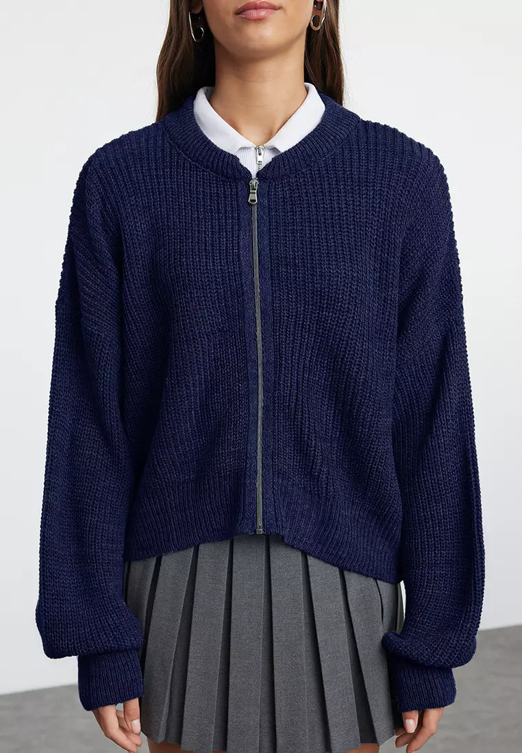 Bomber Collar Knitwear Cardigan