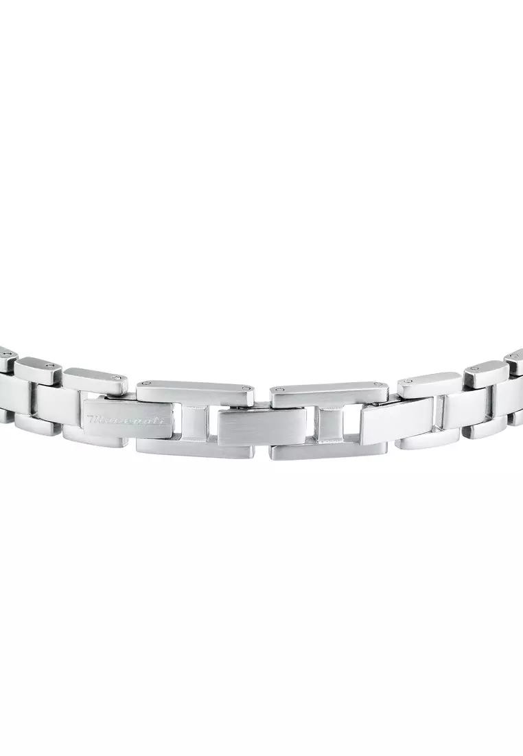 MASERATI Jewels 215mm Men's Stainless Steel Bracelet, Black+Blue, JM225AVD87 (Adjustable)