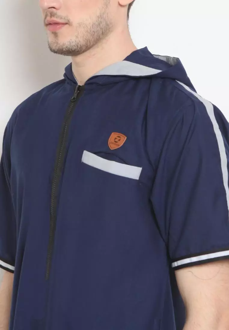Zayidan Gamis Jubah Muslim Pria Atha Hoodie - Navy