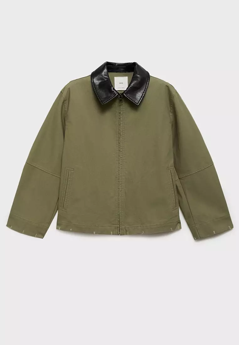 Cotton Jacket With Contrasting Collar