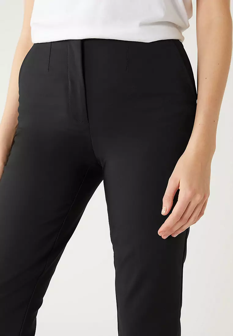 Cotton Blend Slim Fit Ankle Grazer Trousers