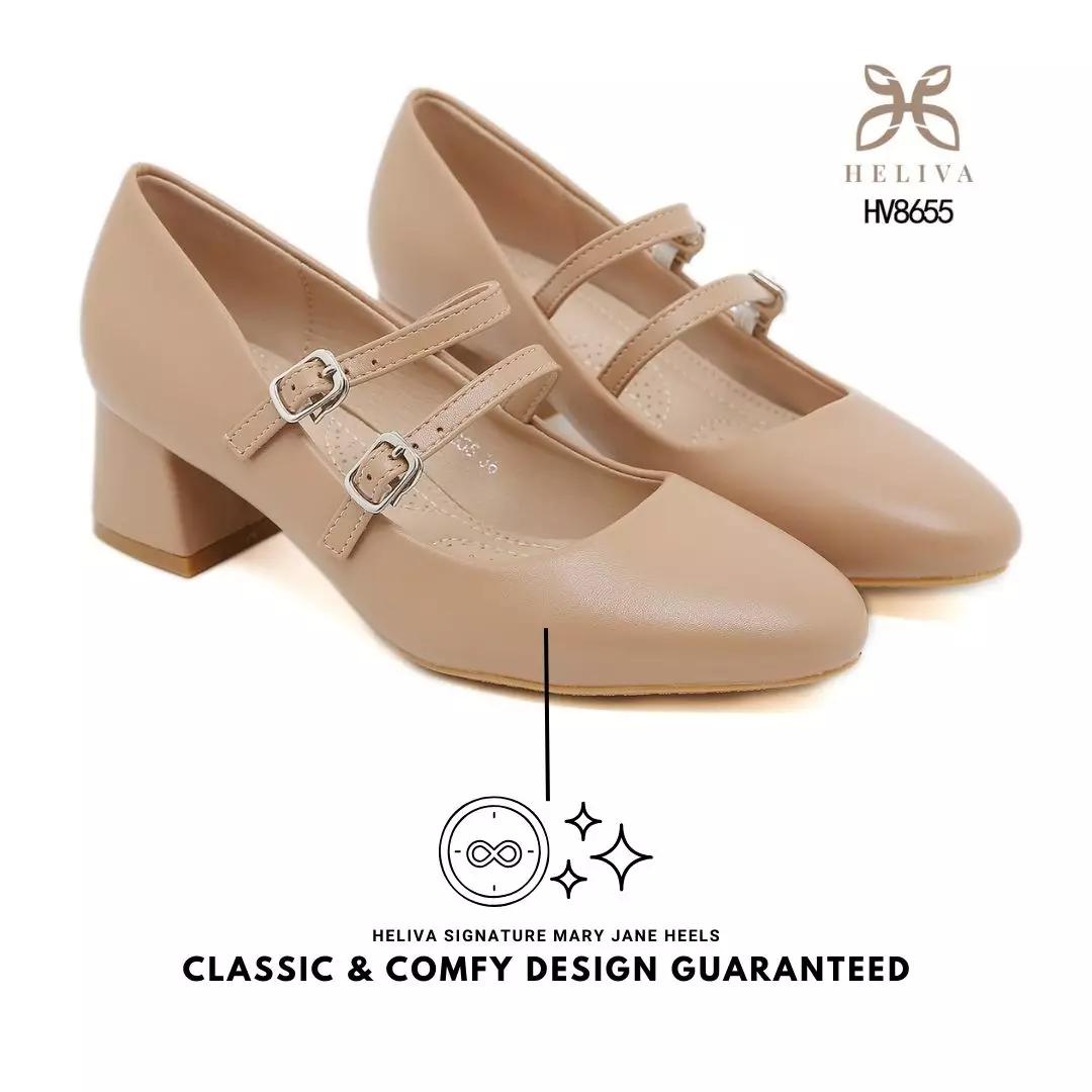HELIVA ANVERA Mary Jane Heels Double Strap Sol 4.5cm HV8655