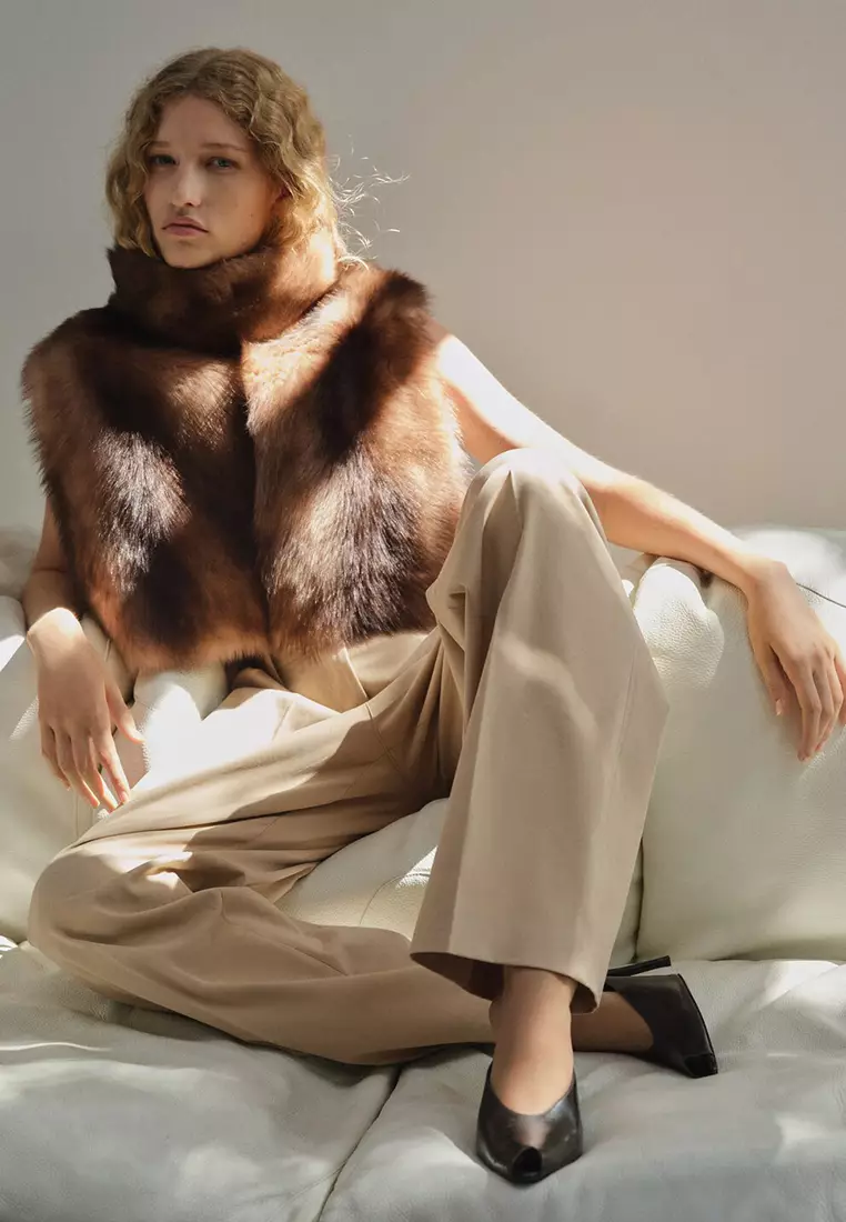 Straight-Leg Pleated Denim Trousers