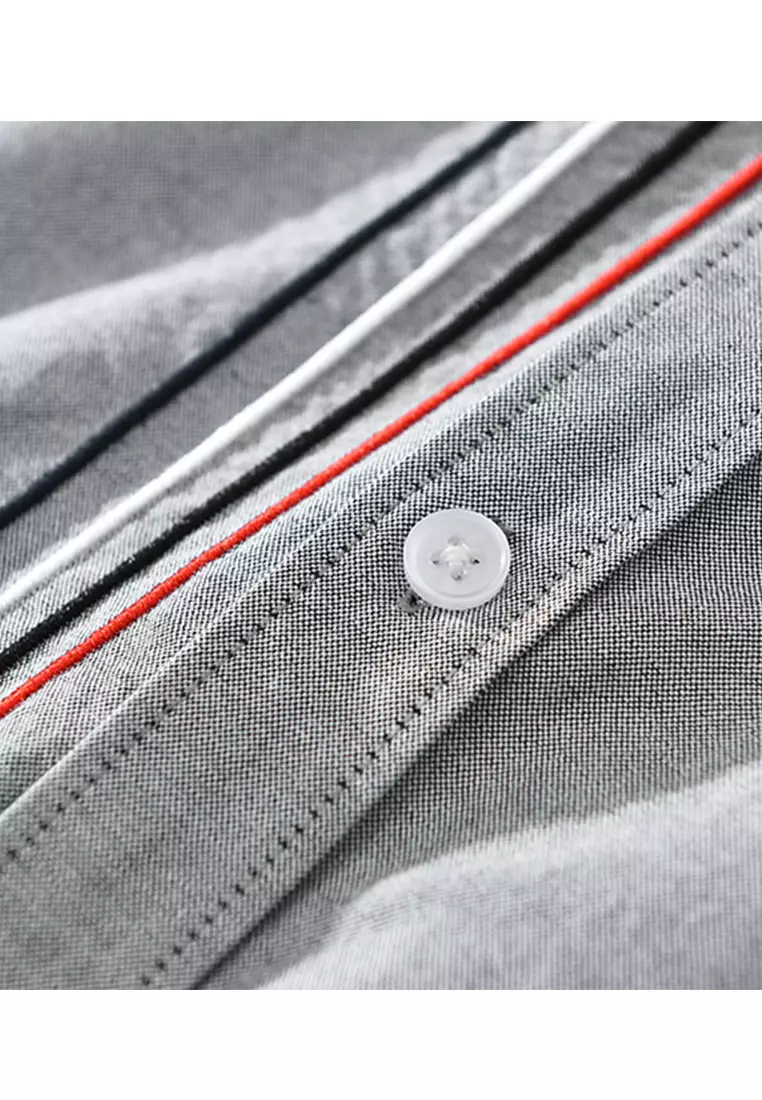 Striped Embroidery Casual Shirt WM-M8805