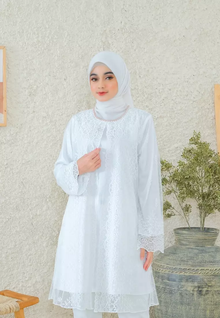 Tunic Brokat White Payet Elegan Look By Brilliant Girl
