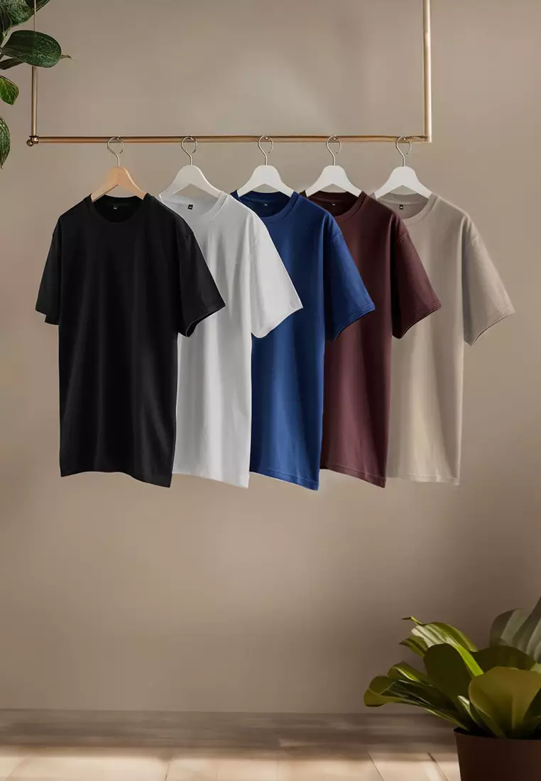 Black-Navy-Brown-Mink-Ecru Slim/Slim Cut 5 Pack 100% Cotton Soil T-shirt TMNAW20TS0243