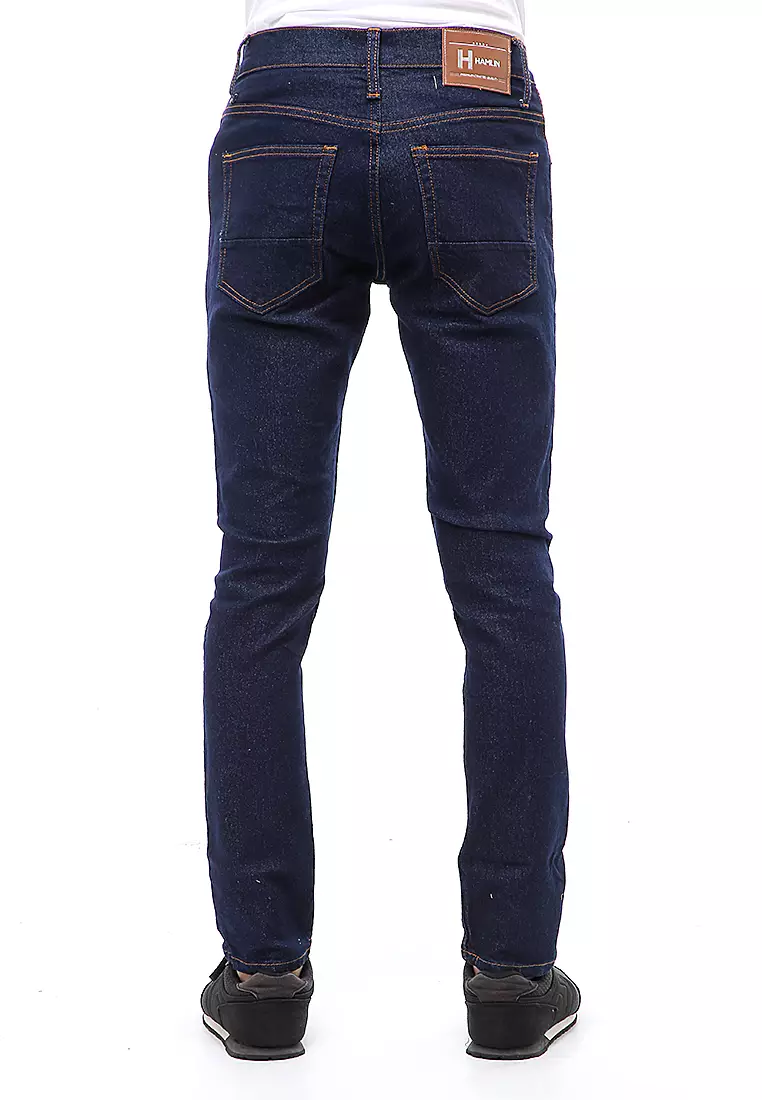 Locko Long Pants Skinny Jeans Pria Desain Polos Material Denim ORIGINAL - Navy