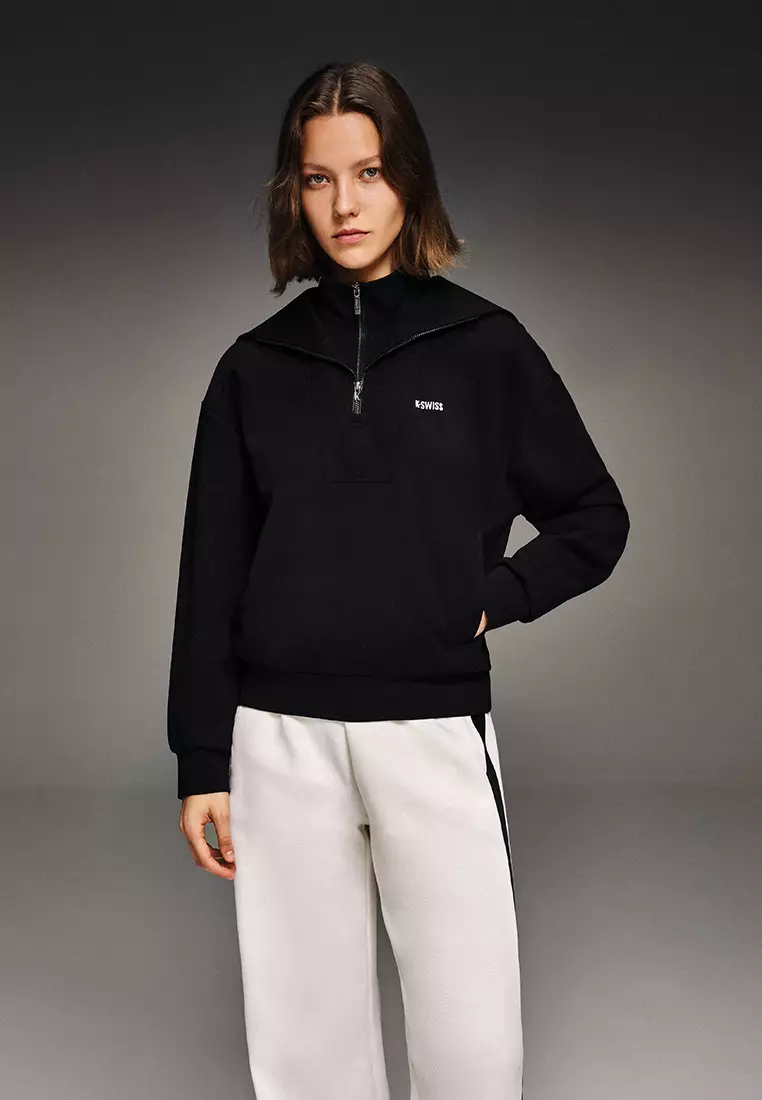 WOMEN'S LOGO TURTLENECK HALF-ZIP HOODIE