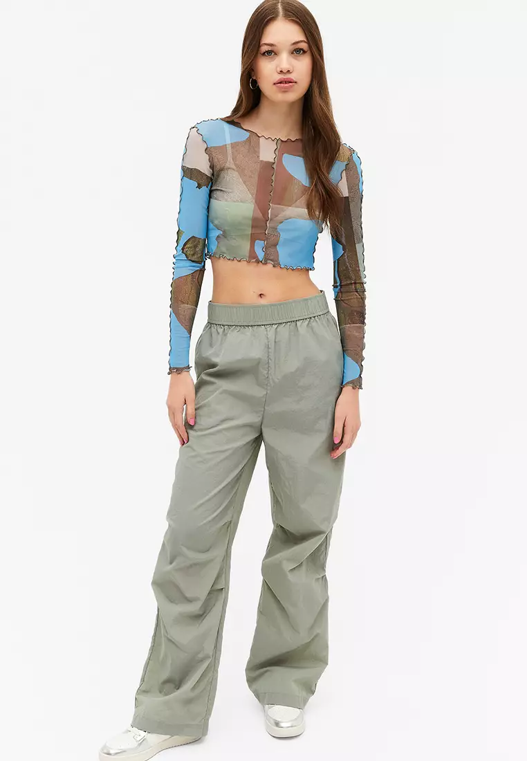 Monki Mesh Top With Over Lock Seam 2024