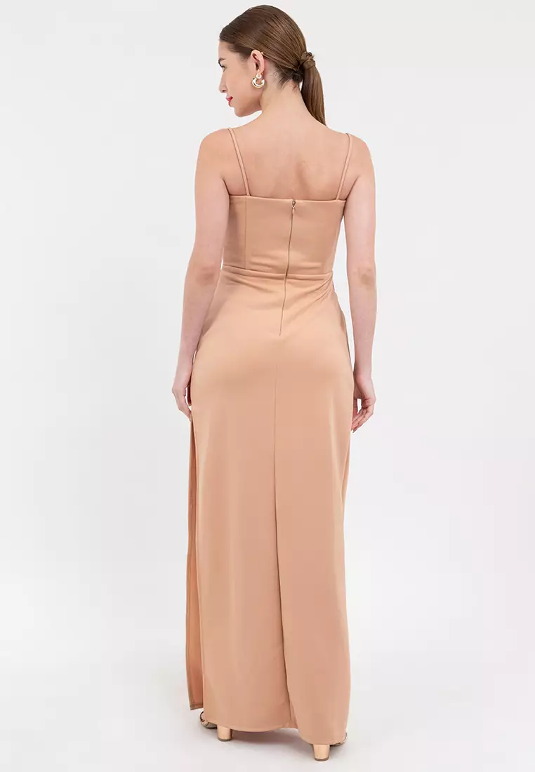 Liora Bustier Draped Maxi Dress