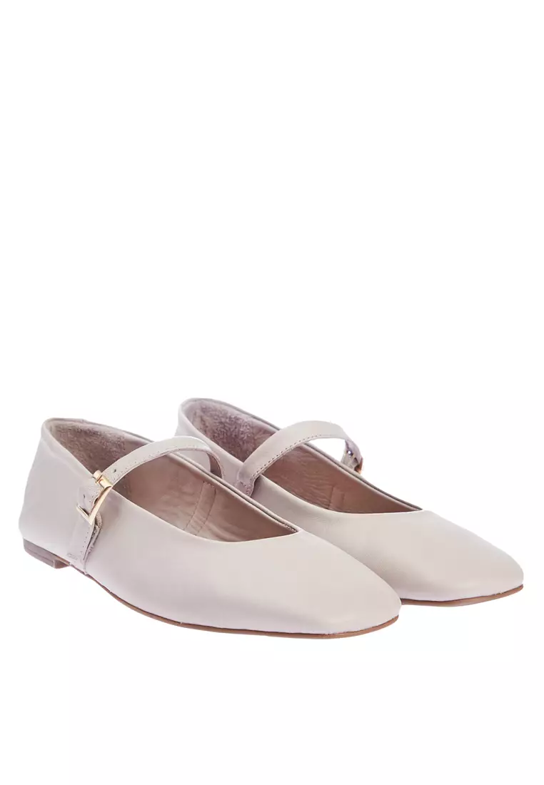 Jual Trendyol Real Leather Square Toe Ballerina Flats Original 2024 ...