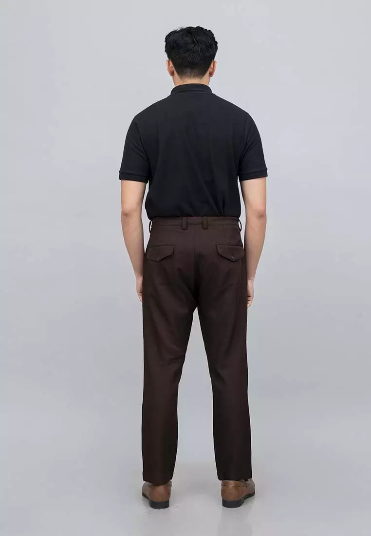 Houseofcuff Celana Panjang Formal High Waist Pants Pria Cokelat