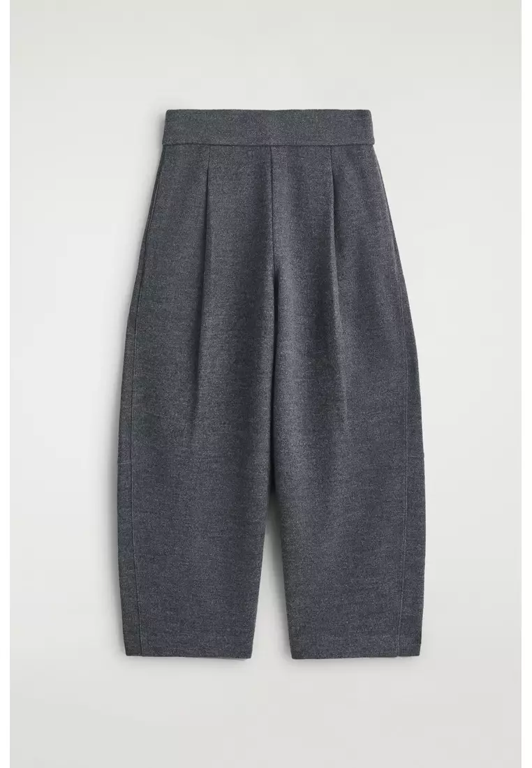 BOILED-WOOL BARREL-LEG TROUSERS