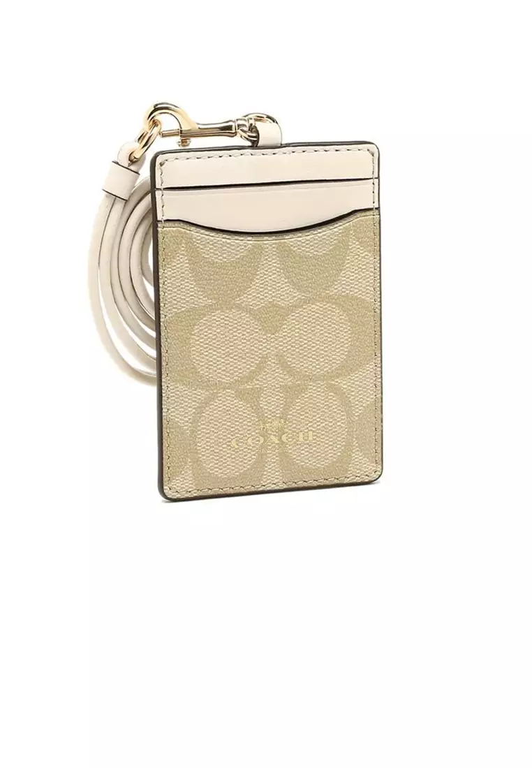 ID Lanyard In Signature Canvas Light Khaki/Chalk 63274