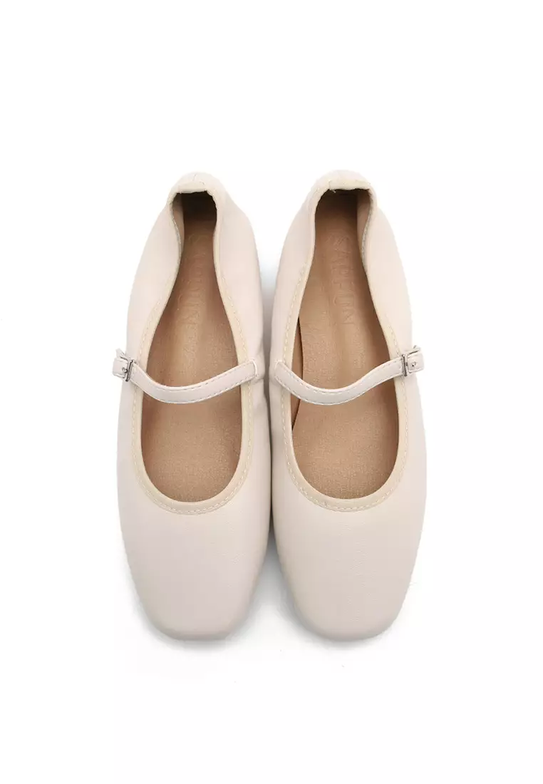 Charlotte Maryjane Flats (2cm) - Ivory