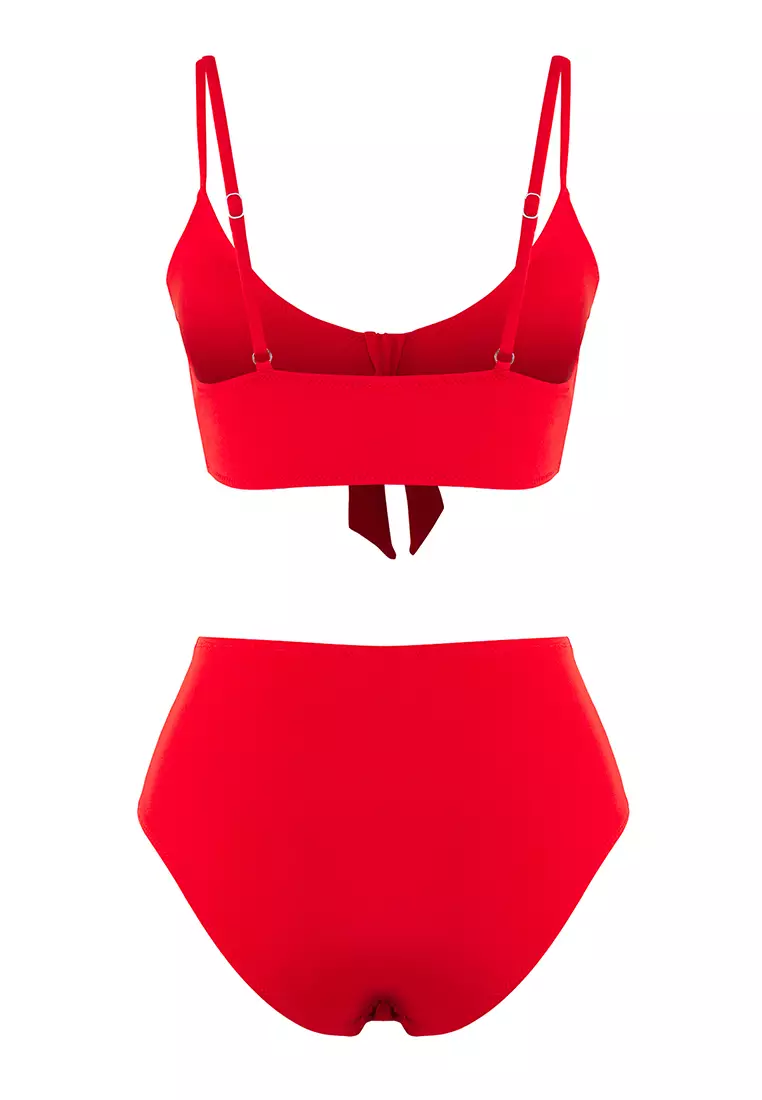 Red Triangle Tie Detail Normal Waist Bikini Set TBESS25BT00186