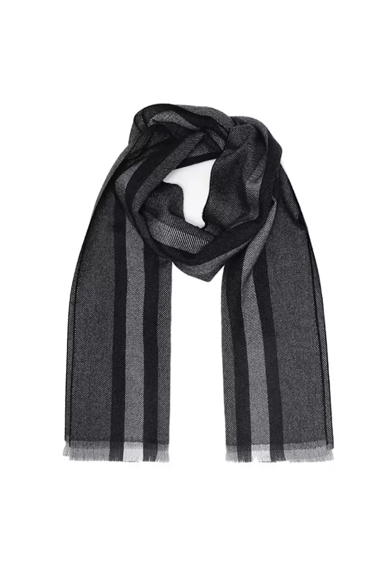 Jual Gucci Men's Wool Scarf in Grey/Black 387574-4G200 Original