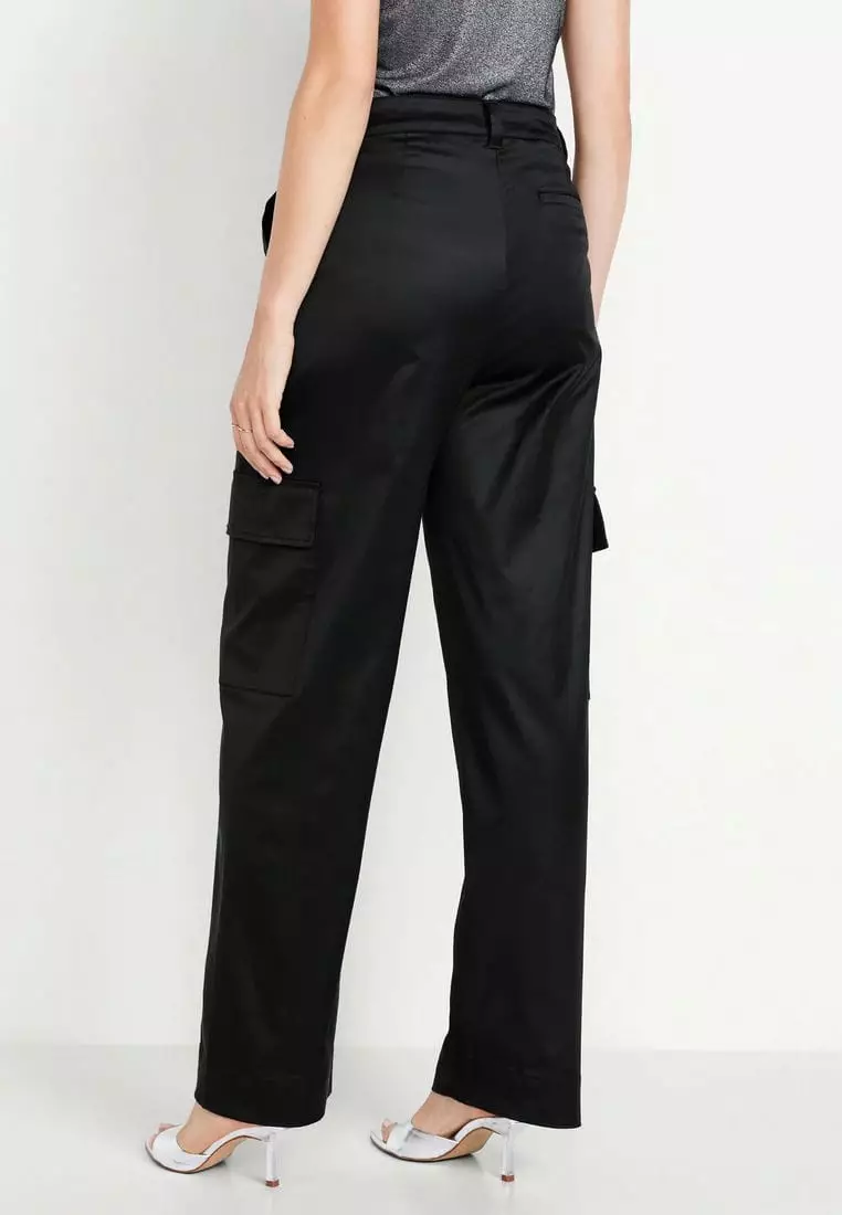 Extra-High Waisted Cargo Barrel Wide-Leg Pants