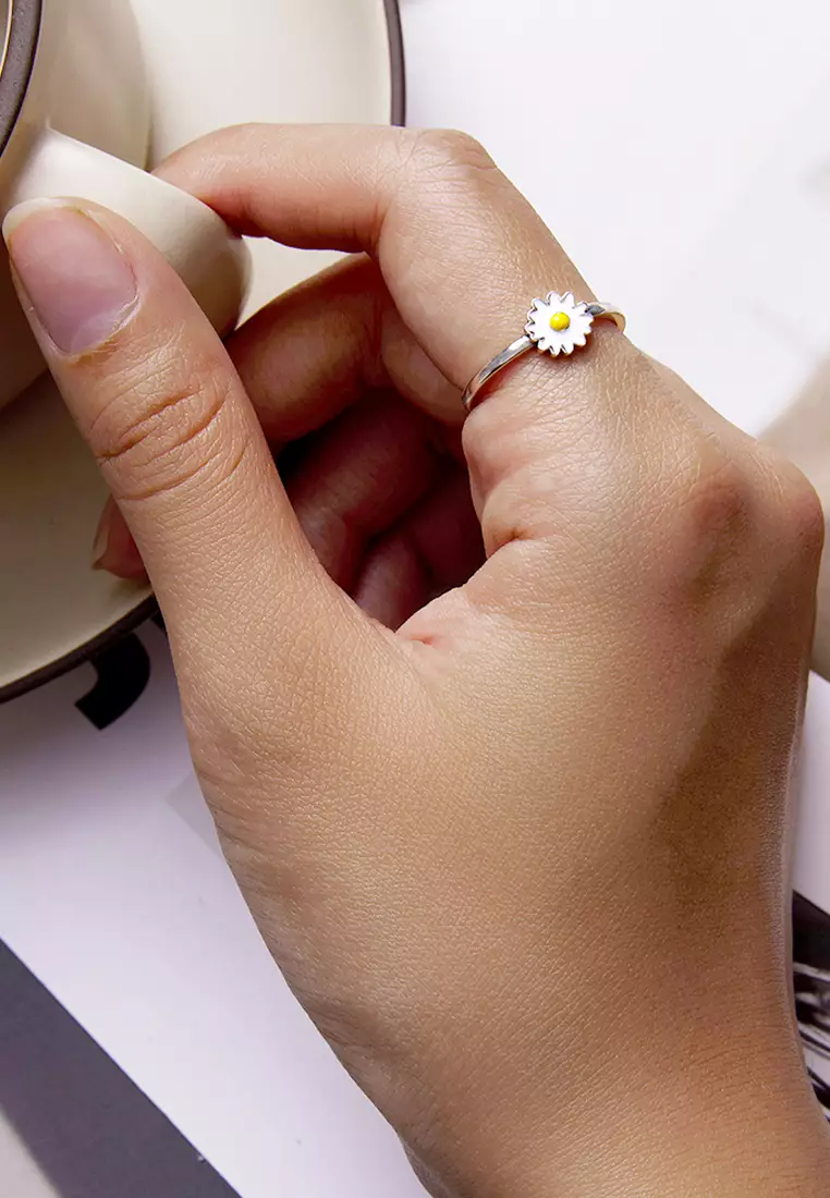 Solid 925 Sterling Silver Sunny-Side Up Daisy ring