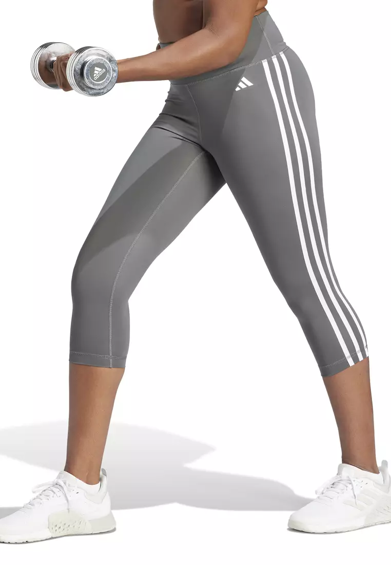 adidas Train Essentials 3-Stripes High-Waisted 3/4 Leggings - Black, Women's Training