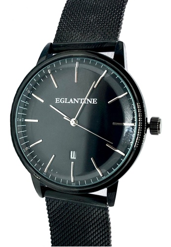 EGLANTINE black EGLANTINE® Paname 40mm Unisex IP Black Alloy case Quartz Watch, black dial on IP Black Steel Milanese Bracelet 6340EACA5ECE0BGS_1