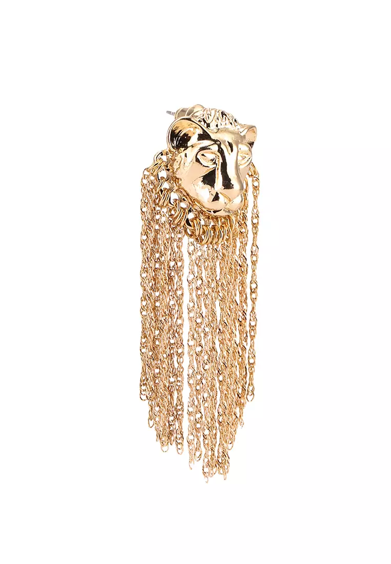 Gold lion head earrings top