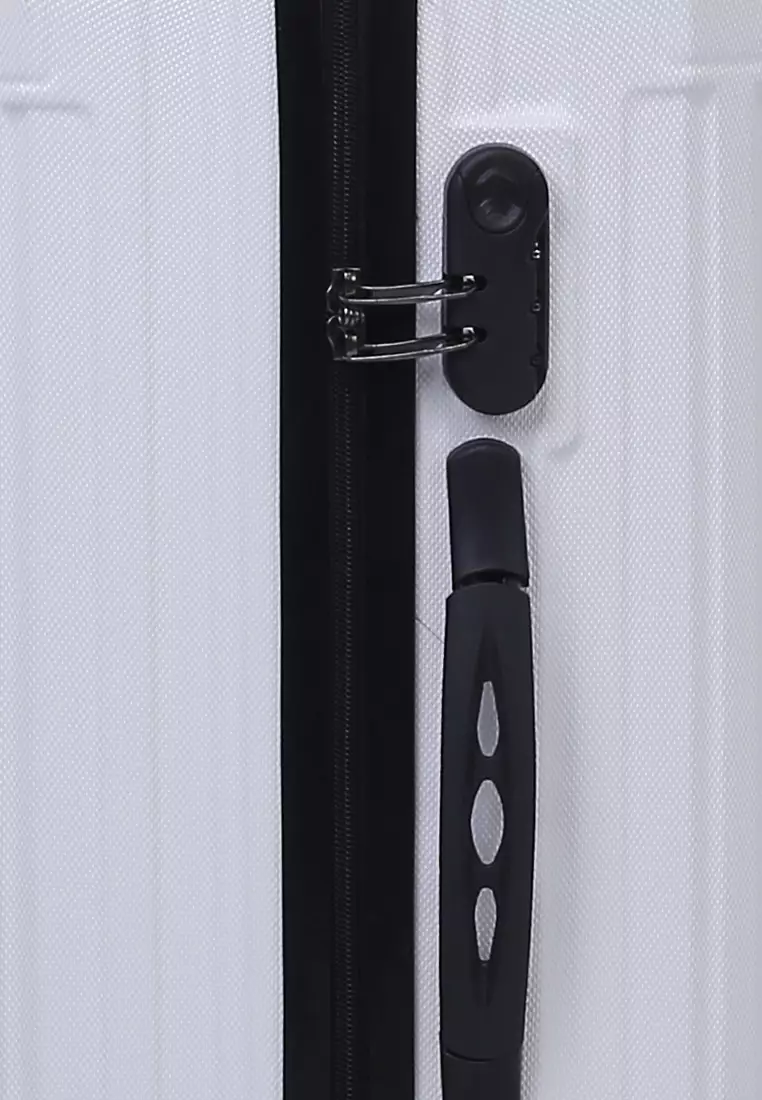 Isvara Tas Koper Hardcase Unisex One Set Suitcase Number Code Combination Lock Large Compartment Material ABS+PVC Coated ORIGINAL - White