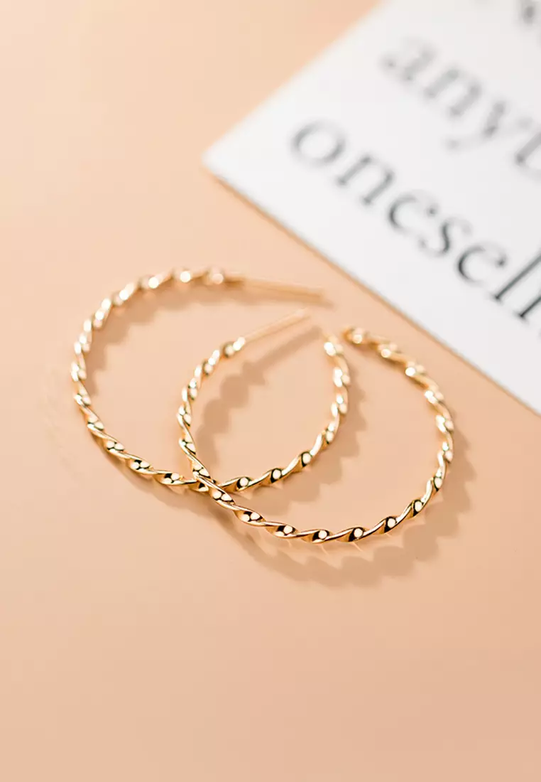 Buy HAPPY FRIDAYS 925 Silver Plated Gold Twist Hoop Earrings JW AR