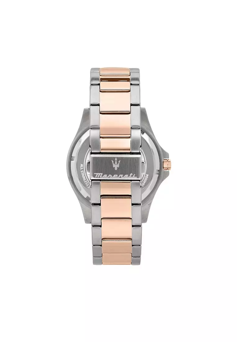 【2 Years Warranty】Maserati Sfida 44mm Silver Rose Gold Stainless Steel Men's Quartz Watch R8853140003 With Luminous Dial Hands