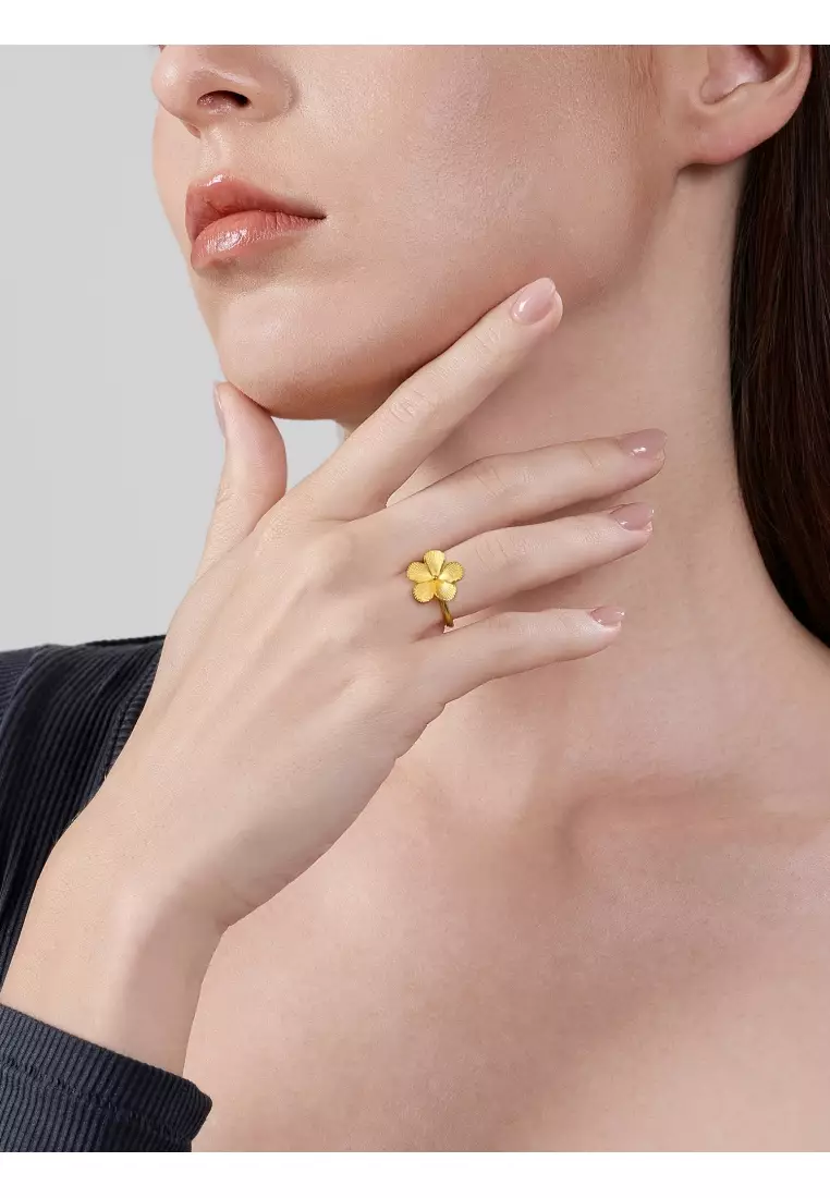999.9 24K Gold Chinese Wedding Collection Blossom Adjustable Ring 95303R [Size Adjustable]
