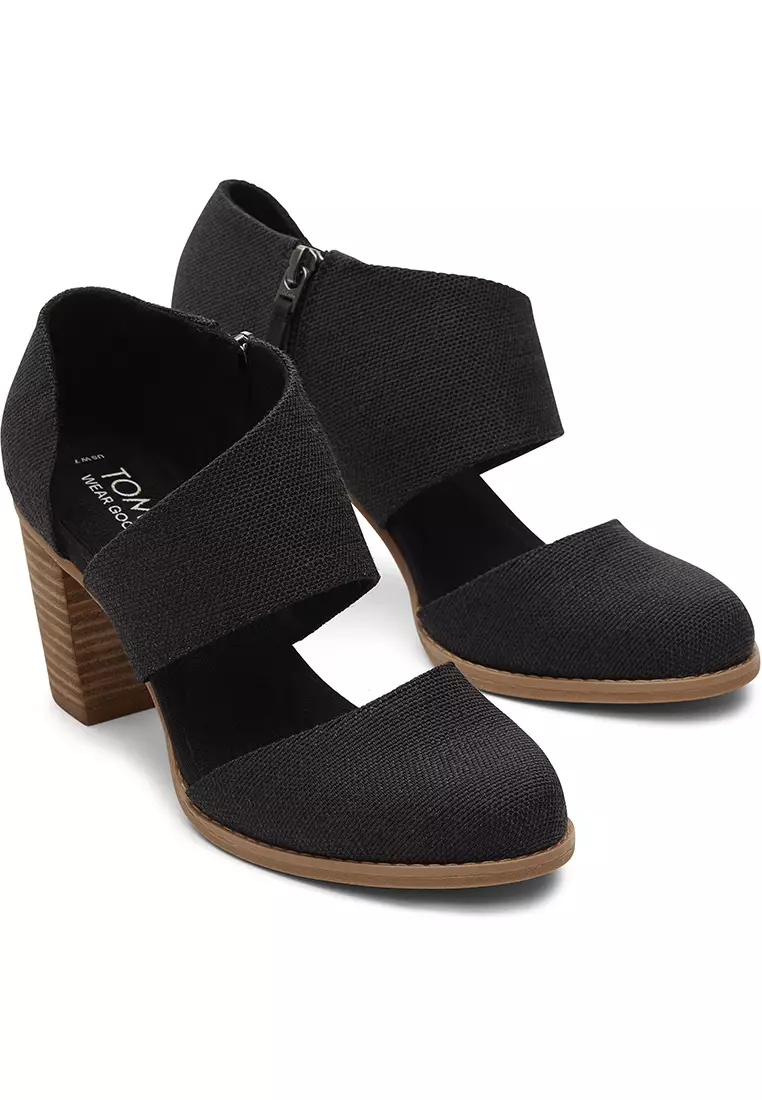 TOMS Women Milan Black Mlge Woven Heels