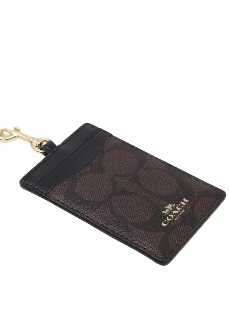 ID Lanyard In Signature Canvas - Dark Brown