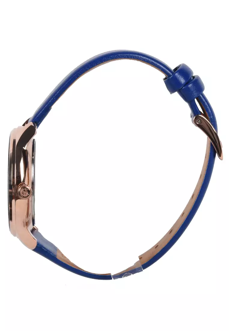 Alexandre Christie - Jam Tangan Wanita - Rosegold - Blue Leather Strap - 2926LHLRGMU