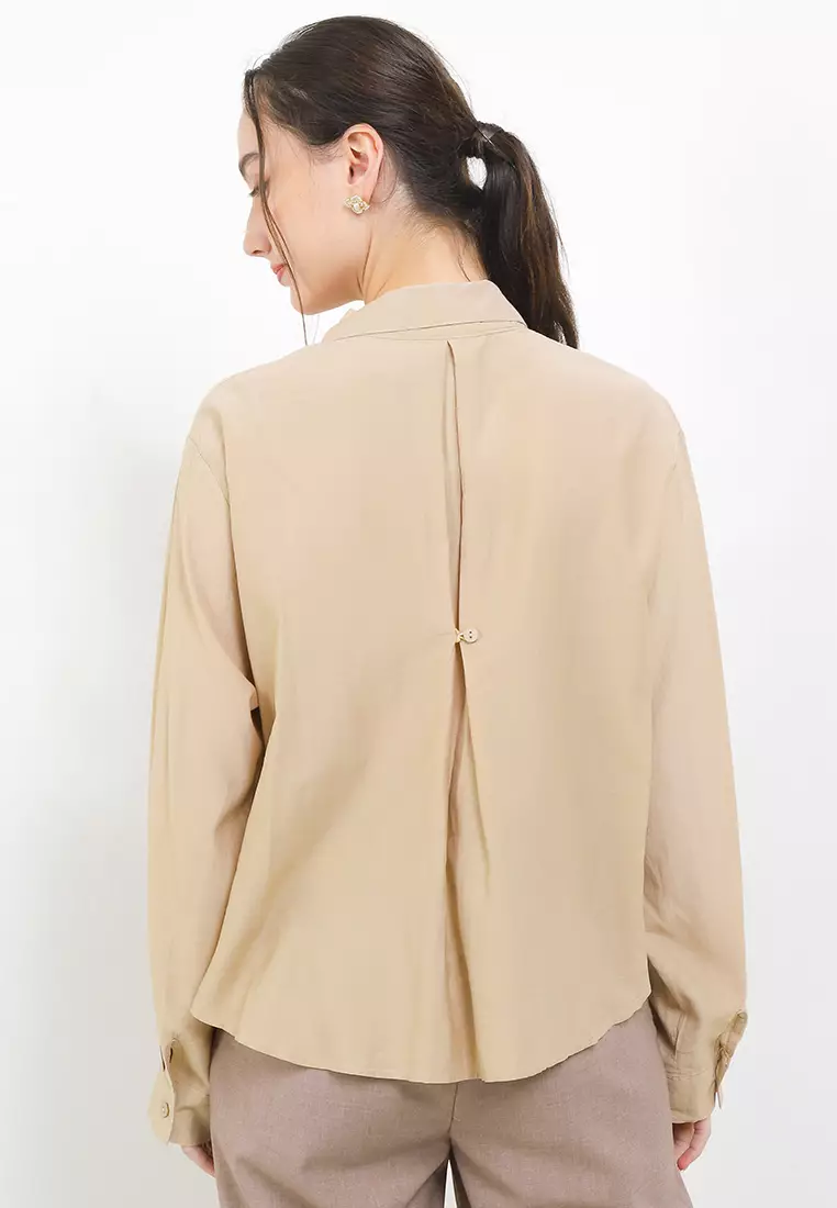 Button & Pleats At Back Shirt