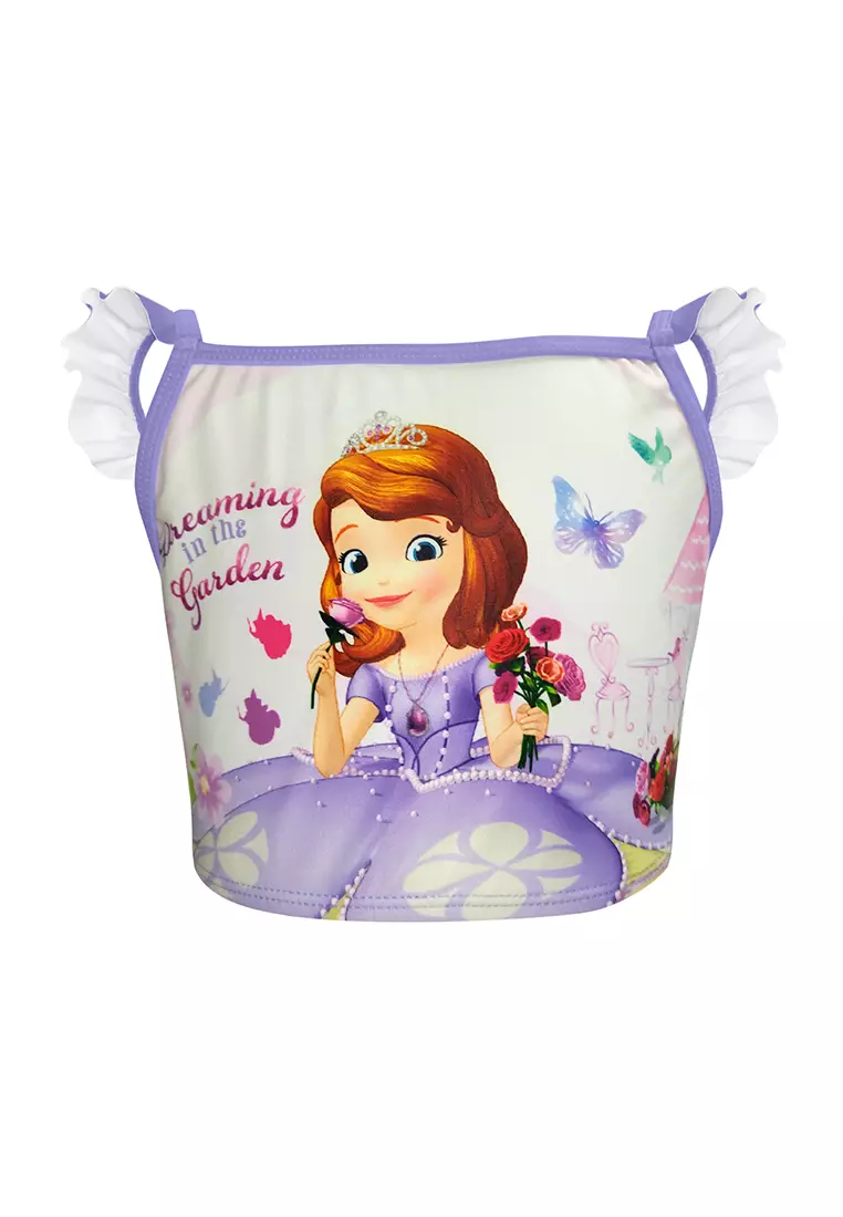 Sofia The First Bikini Top Bandeu Boyleg Set With Non-Rust Adjusters For Kids Girls
