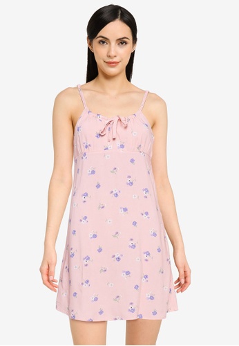 Cotton On pink Woven Petite Ivy Tie Front Mini Dress 5AA7EAA5BA20B3GS_1