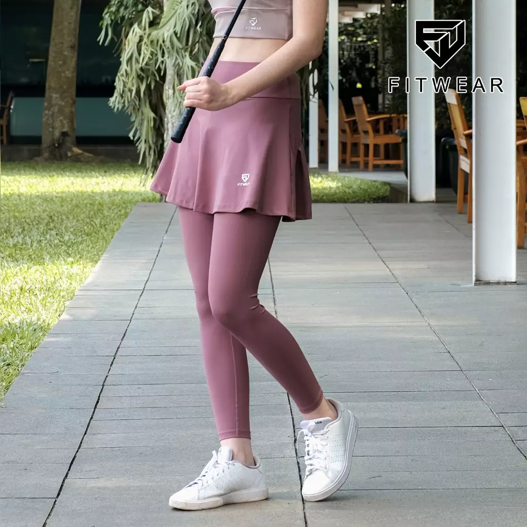 Fitwear Rok + Legging Olahraga Dryfit Wanita KAZUHA POCKET BACK WAVE - LAVENDER