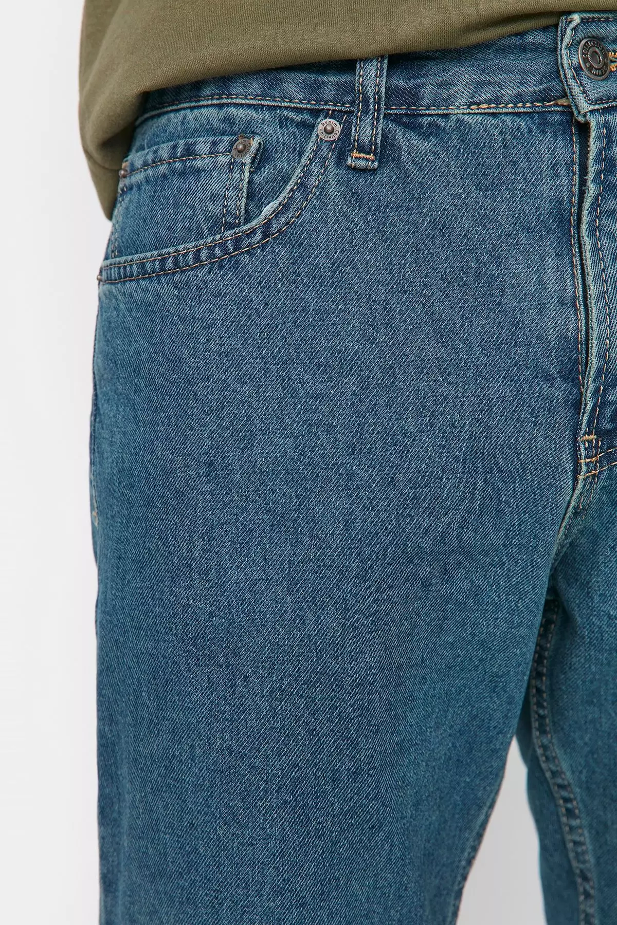 Navy Blue Green Antique Look 100% Cotton Relax Fit Boyfriend Jeans TMNAW23JE00043