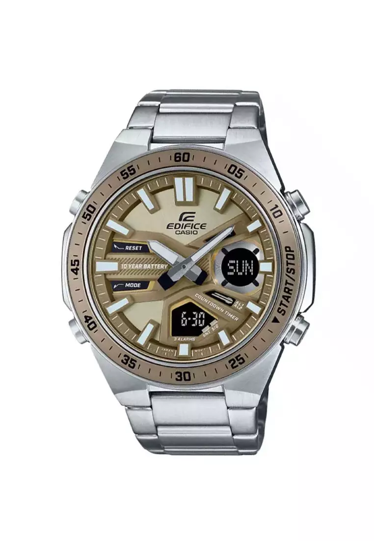 Casio EDIFICE Jam Tangan Pria - Silver Brown - Stainless Steel - EFV-C110D-5ADF