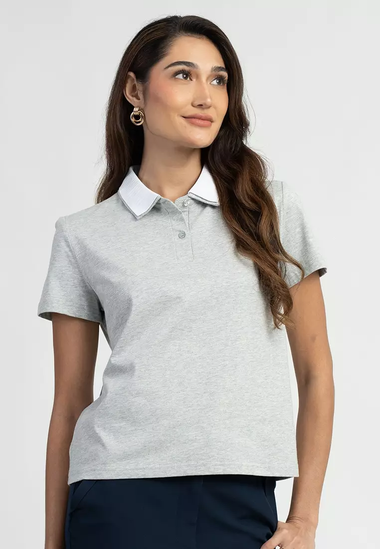 Serin Structured Knit Polo Top for Women