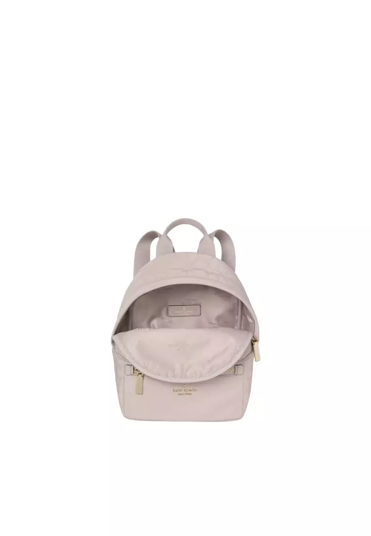 Kate Spade Spade Flower Quilted Nylon Small Backpack In Cozy Grey KK158