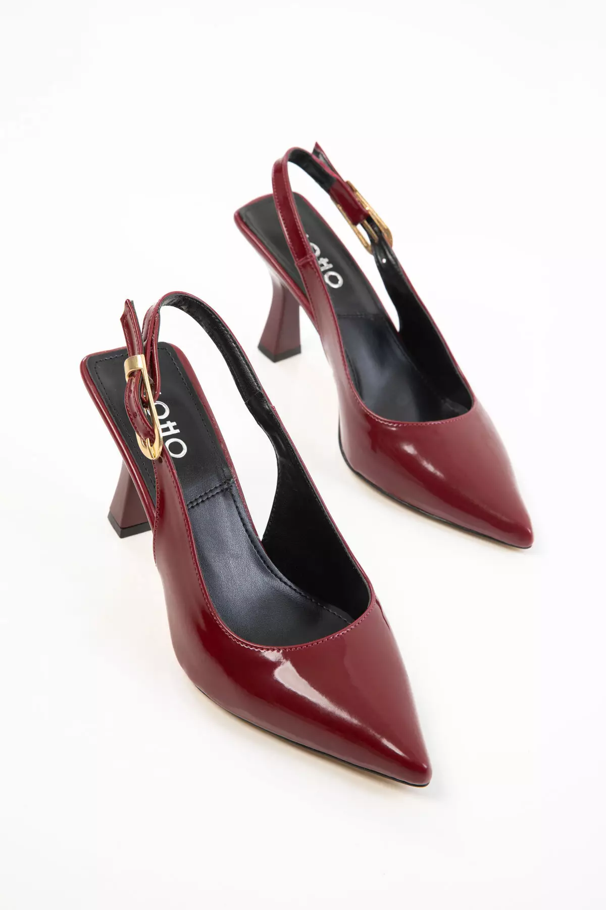 Claret Red Patent Leather Women's Classic Heeled Shoes 20596