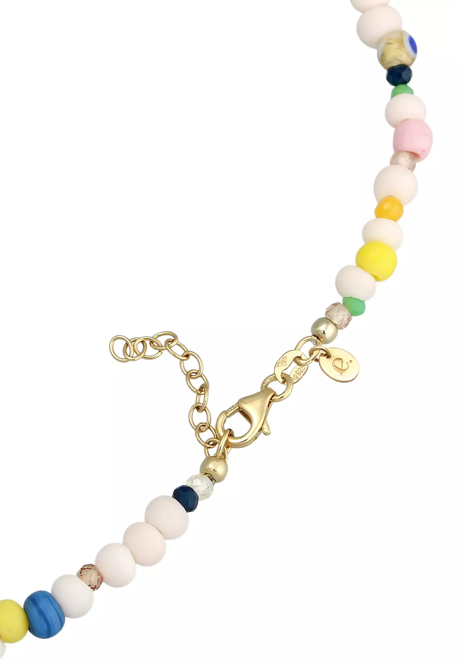 Necklace Summer Choker Beads Colourful Gold Plated
