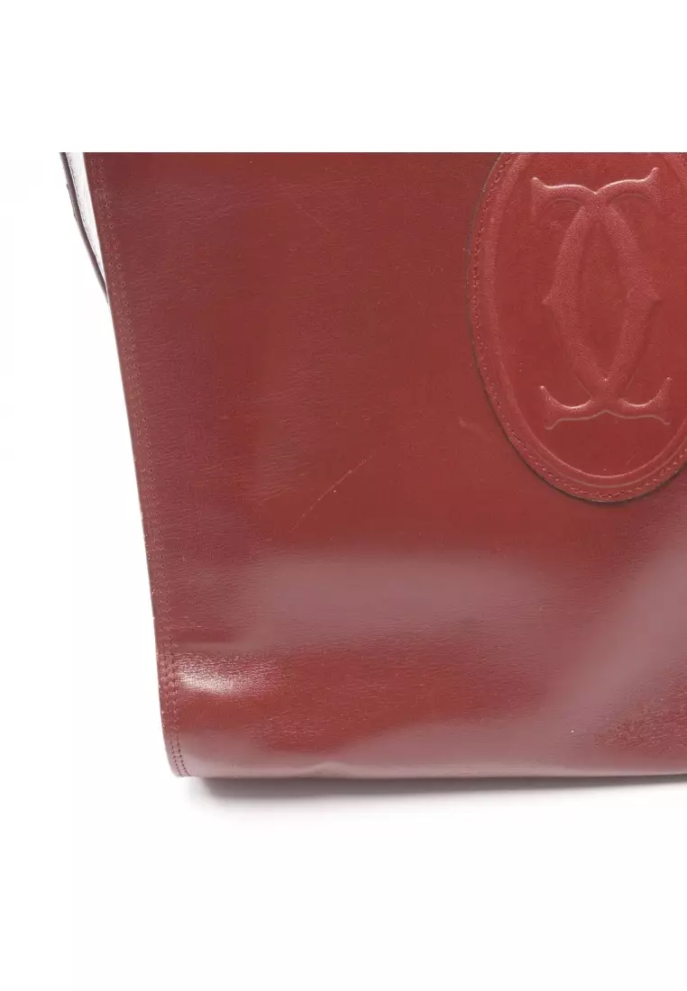 Pre-Loved Cartier mast line Shoulder bag leather Bordeaux