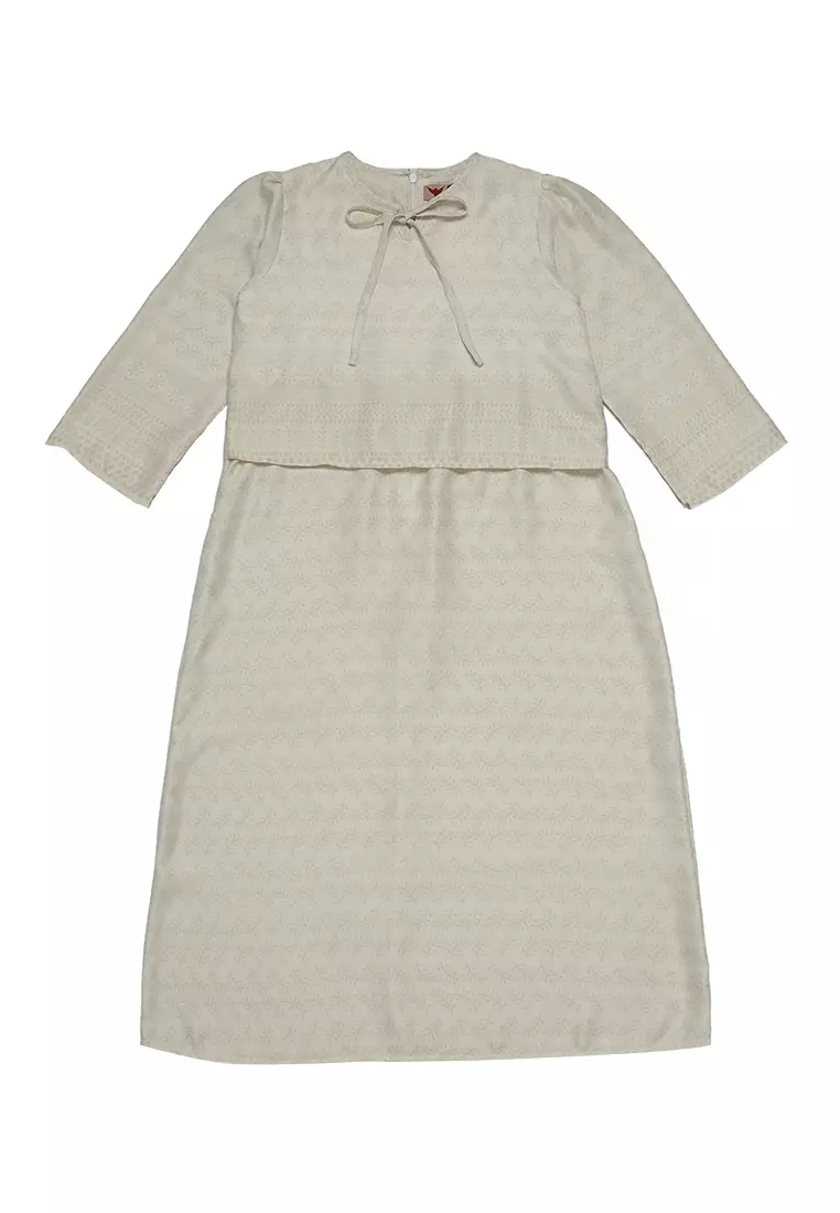 Baju Gamis Anak Perempuan Daun Kecil Cream - BEAUTY