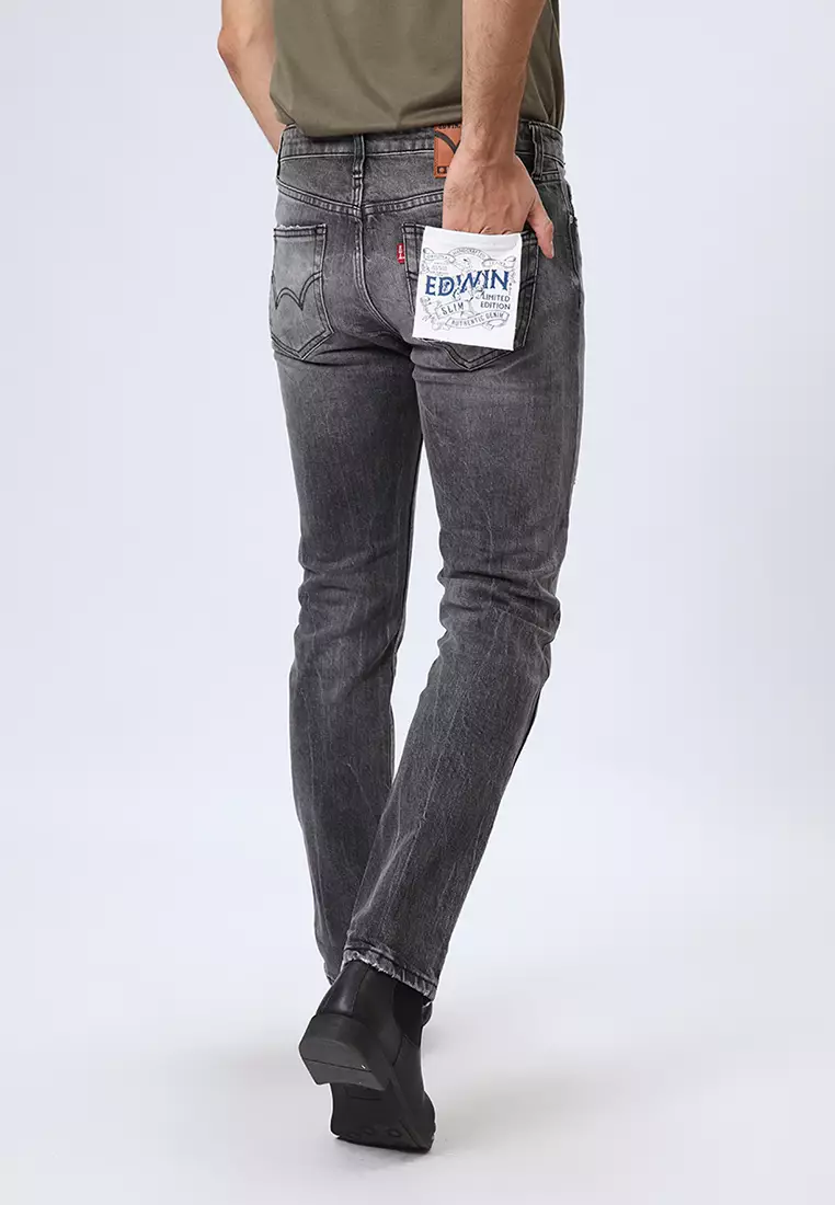 802 Slim Fit Handcrafted Jeans BLACK AGES DESTROY - Celana Panjang Denim Pria