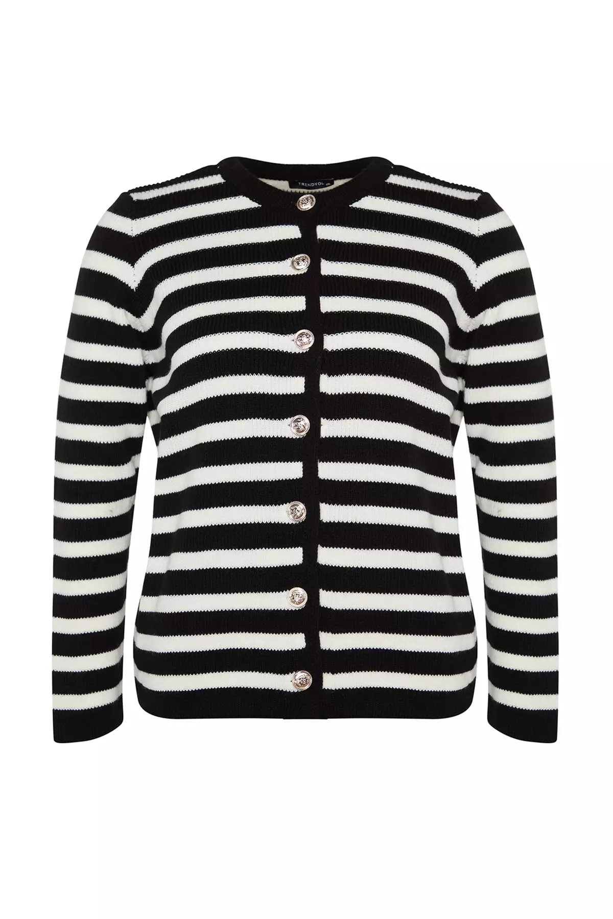 Plus Size Striped Knitted Cardigan