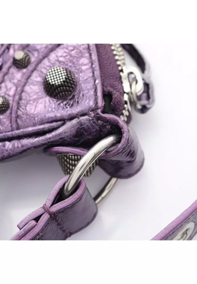 Pre-Loved BALENCIAGA LE CAGOLE XS Le Cagoule Shoulder bag leather purple