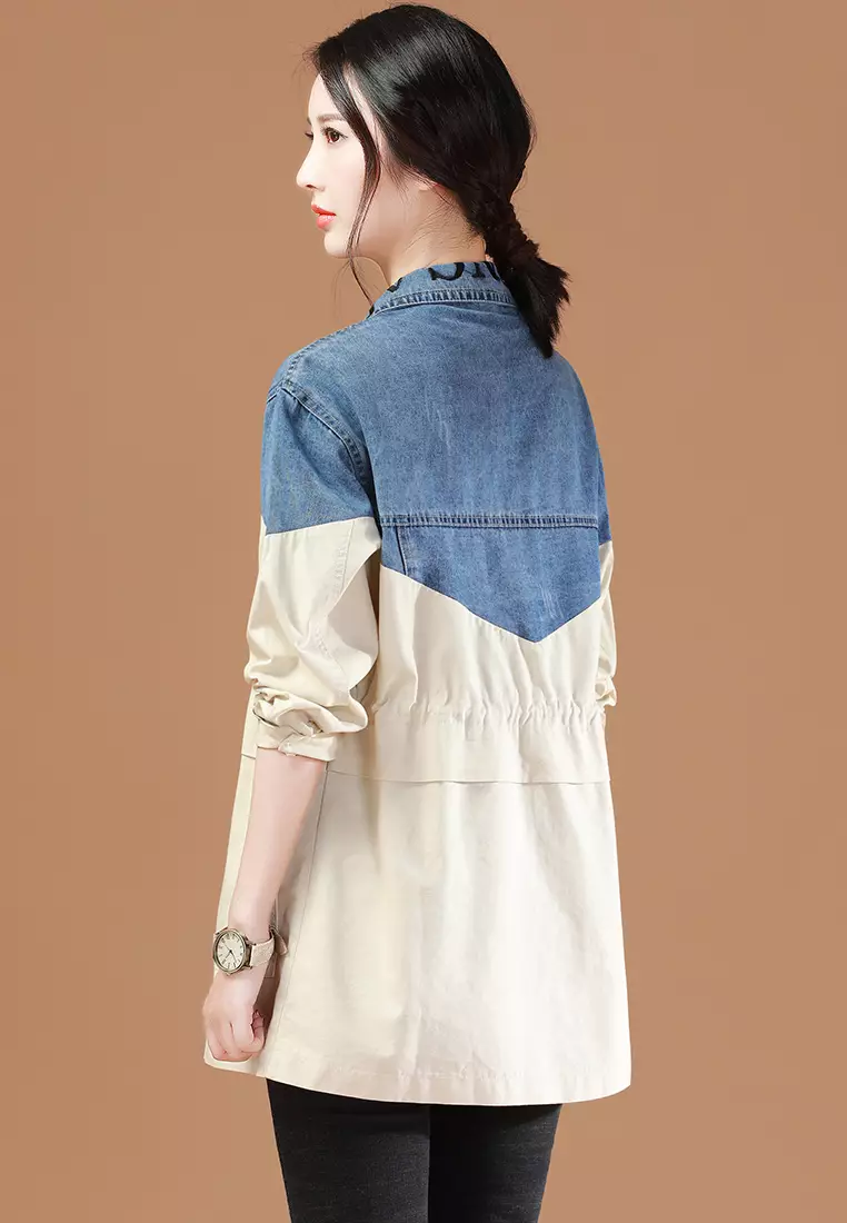 Girls long denim jacket cheap