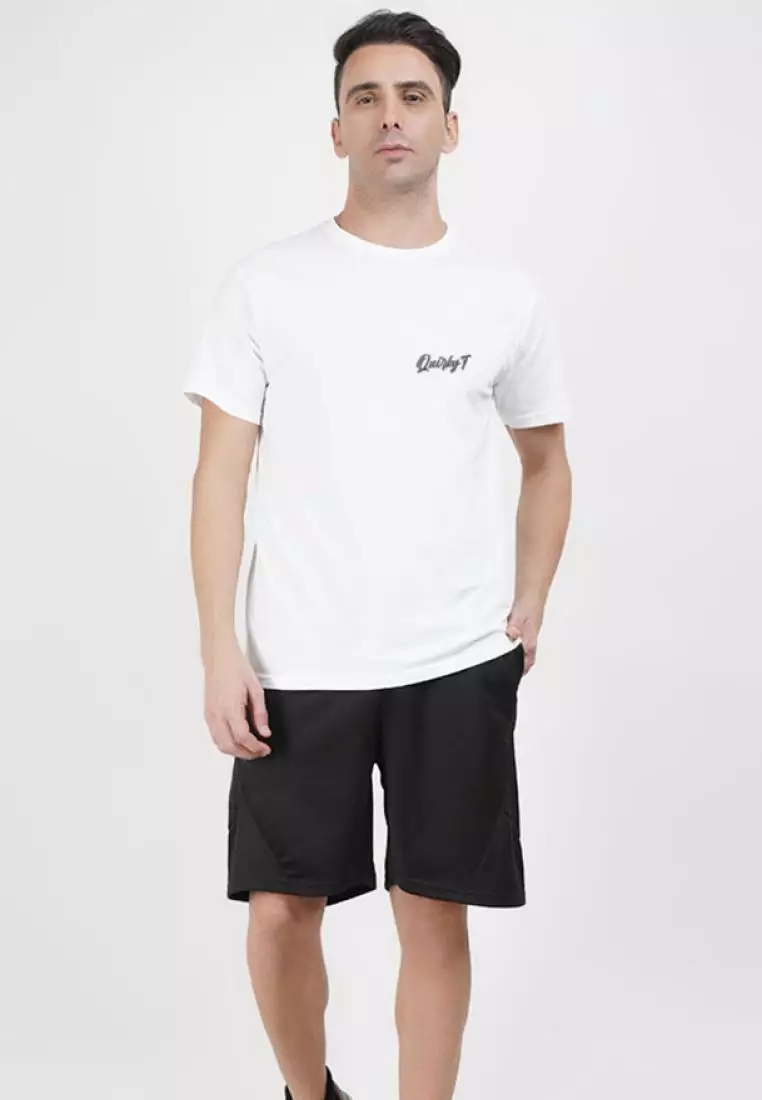 Never Look Back 图案白色棉质短袖常规版型 T 恤